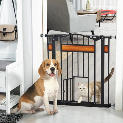 29.1''-31.5'' Extra Wide Dog Gate with Cat Door with Stair Pressure Fit, Auto Close, Double Locking, for Doorways, Hallways, Stairs, Black Houses, Kennels & Pens   at Gallery Canada