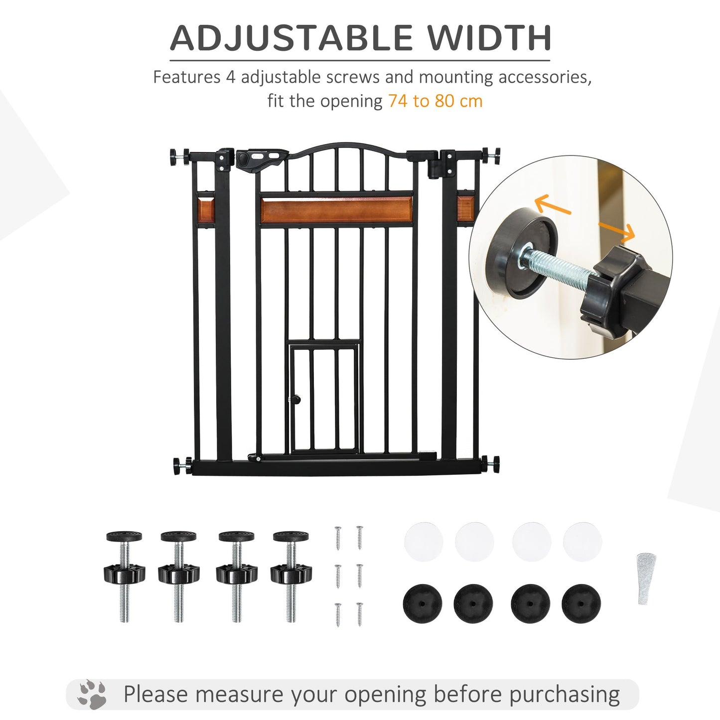 29.1''-31.5'' Extra Wide Dog Gate with Cat Door with Stair Pressure Fit, Auto Close, Double Locking, for Doorways, Hallways, Stairs, Black Houses, Kennels & Pens   at Gallery Canada