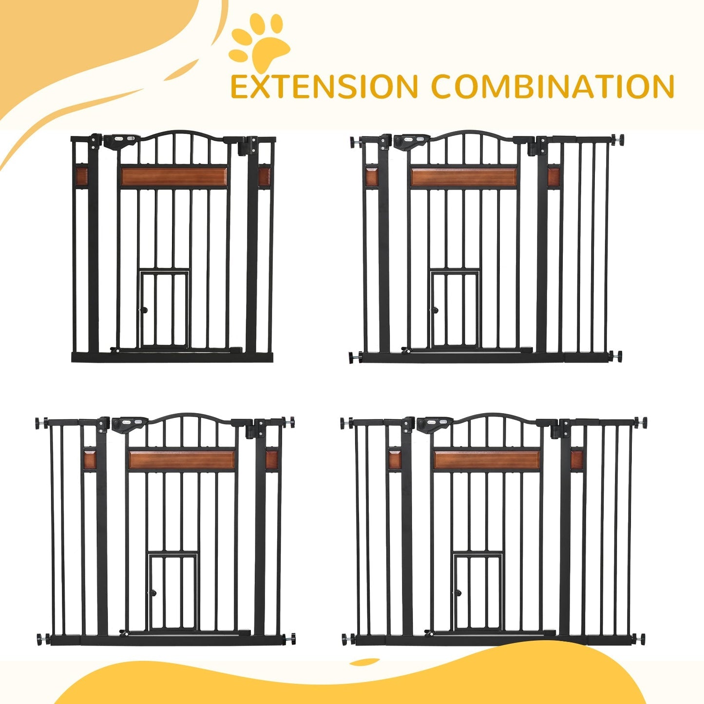 29.1''-41.3'' Extra Wide Dog Gate with Cat Door, Stair Pressure Fit, Auto Close, Double Locking, for Doorways, Hallways Houses, Kennels & Pens   at Gallery Canada