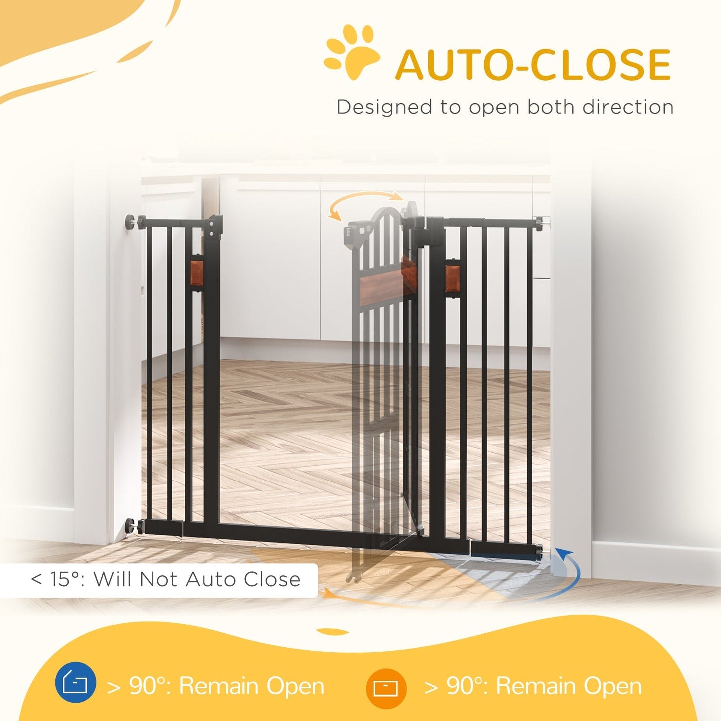 29.1''-41.3'' Extra Wide Dog Gate with Cat Door, Stair Pressure Fit, Auto Close, Double Locking, for Doorways, Hallways Houses, Kennels & Pens   at Gallery Canada