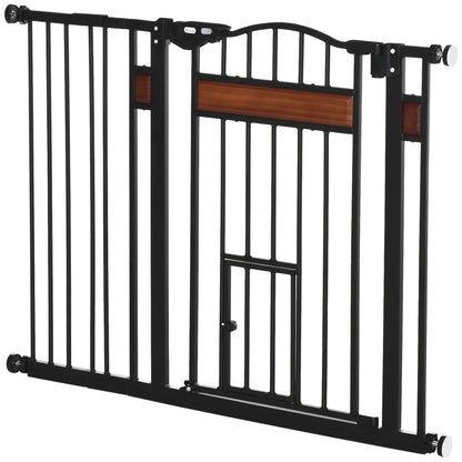 29.1''-41.3'' Extra Wide Dog Gate with Cat Door, Stair Pressure Fit, Auto Close, Double Locking, for Doorways, Hallways Houses, Kennels & Pens Black  at Gallery Canada