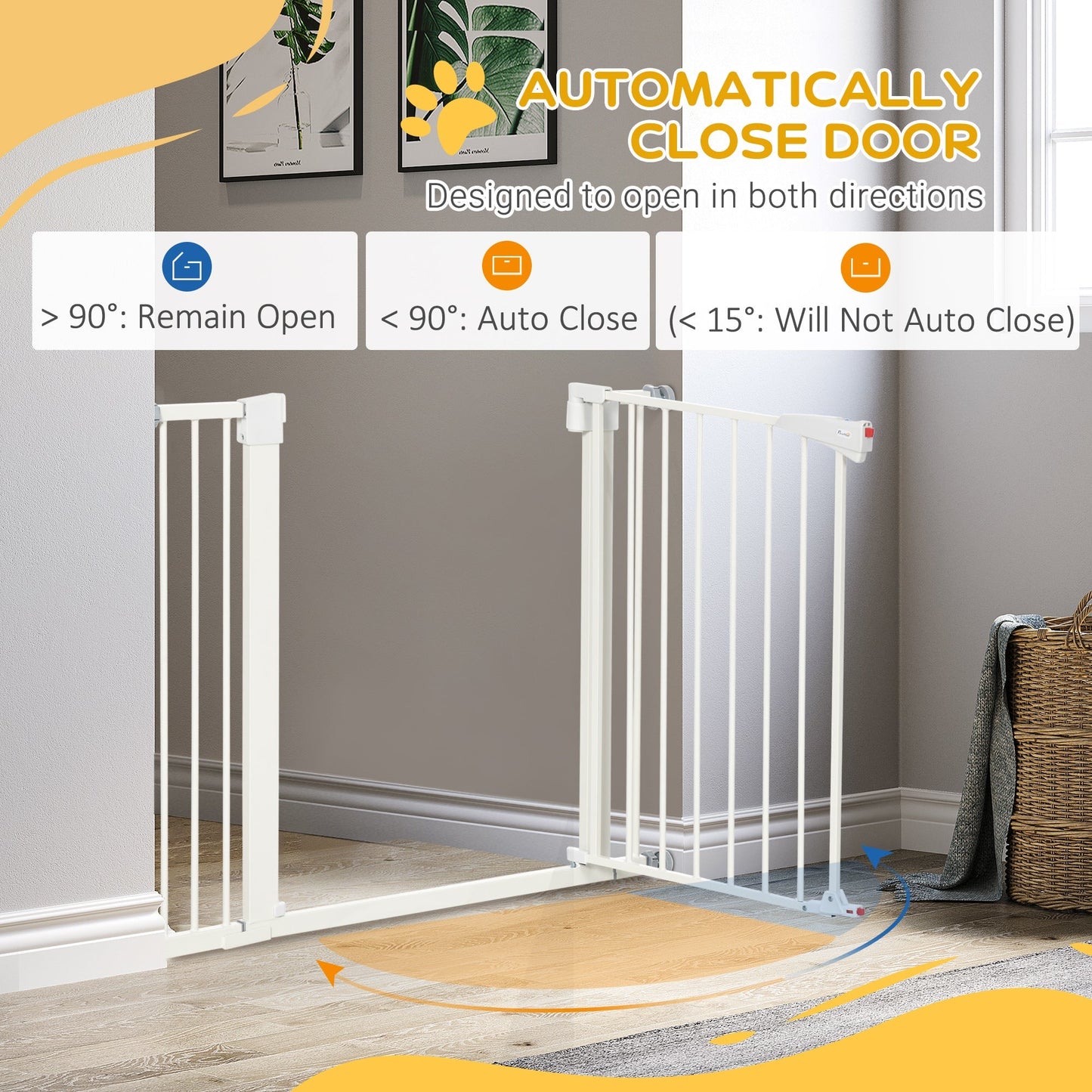 Luminous Handle Dog Gate for Doorways/Stairs, Auto-Close, 29.5"-32", White Houses, Kennels & Pens   at Gallery Canada