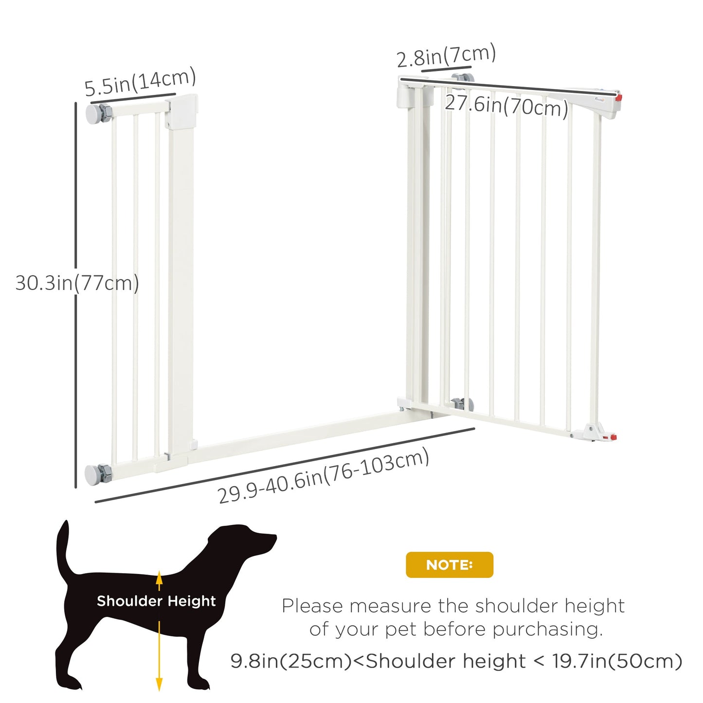 Luminous Handle Dog Gate for Doorways/Stairs, Auto-Close, 29.5"-32", White Houses, Kennels & Pens   at Gallery Canada