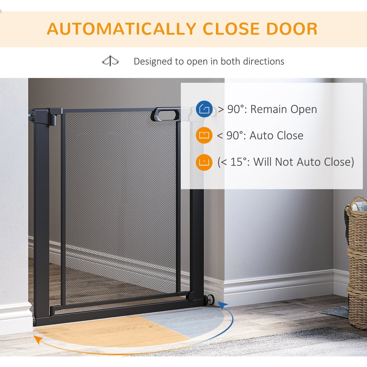 29.5"-32.3" Metal Pet Gate, w/ Auto Closing Door, Double Locking, Dog Gate for Doorways, Stairs, Hallways, Indoor/Outdoor, Black Houses, Kennels & Pens   at Gallery Canada