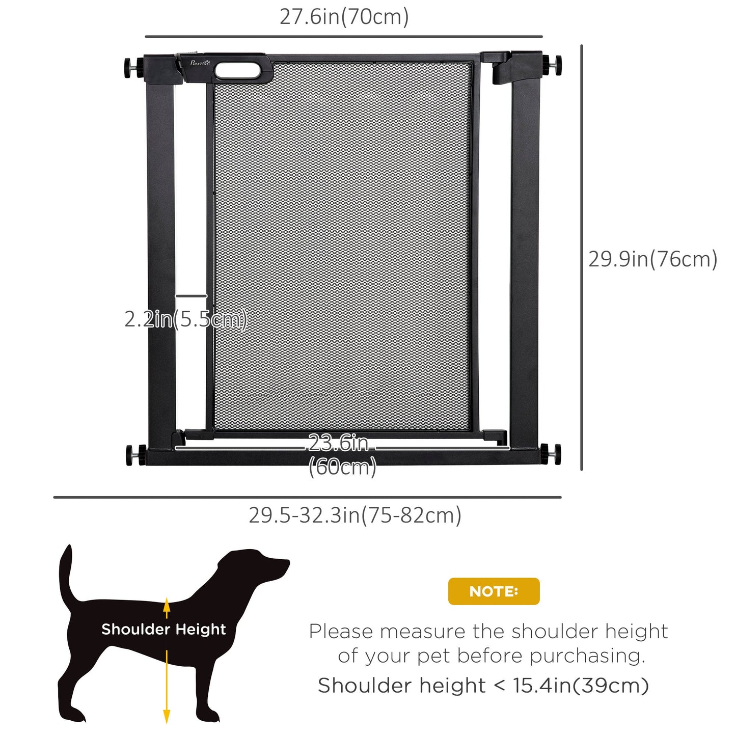 29.5"-32.3" Metal Pet Gate, w/ Auto Closing Door, Double Locking, Dog Gate for Doorways, Stairs, Hallways, Indoor/Outdoor, Black Houses, Kennels & Pens   at Gallery Canada