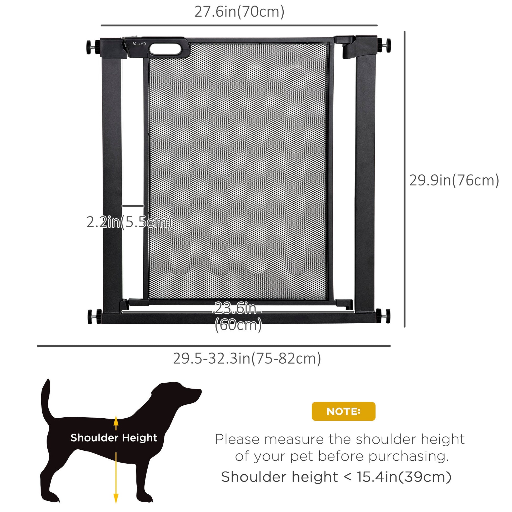 29.5"-32.3" Metal Pet Gate, w/ Auto Closing Door, Double Locking, Dog Gate for Doorways, Stairs, Hallways, Indoor/Outdoor, Black Houses, Kennels & Pens   at Gallery Canada