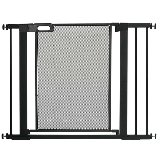 29.5"-40.6" Metal Pet Gate, w/ Auto Closing Door, Double Locking, Dog Gate for Doorways, Stairs, Hallways, Indoor/Outdoor, Black Houses, Kennels & Pens Black  at Gallery Canada