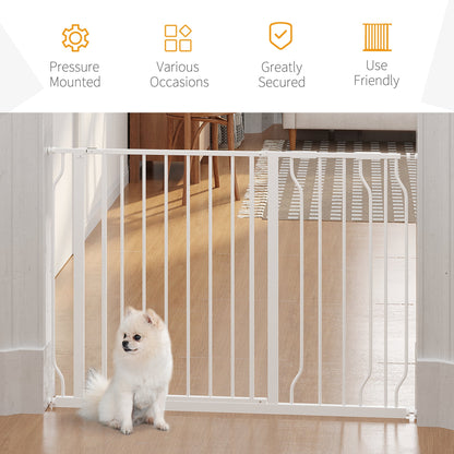 29.5"- 45.3" Extra Wide Dog Gate with Door, Double Locking System, Easy Install Pet Gate for Stairs, Hallways, and Doorways, White Houses, Kennels & Pens   at Gallery Canada