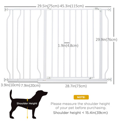 29.5"- 45.3" Extra Wide Dog Gate with Door, Double Locking System, Easy Install Pet Gate for Stairs, Hallways, and Doorways, White Houses, Kennels & Pens   at Gallery Canada