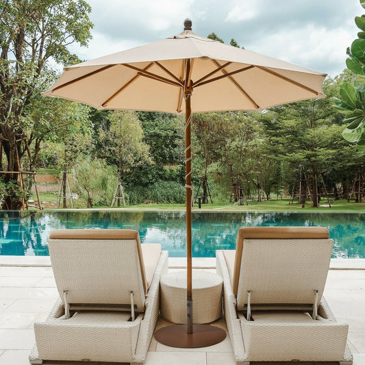 29.5 Inches Outdoor Steel Market Umbrella Base Stand for Backyard and Poolside, Brown Outdoor Umbrella Bases   at Gallery Canada