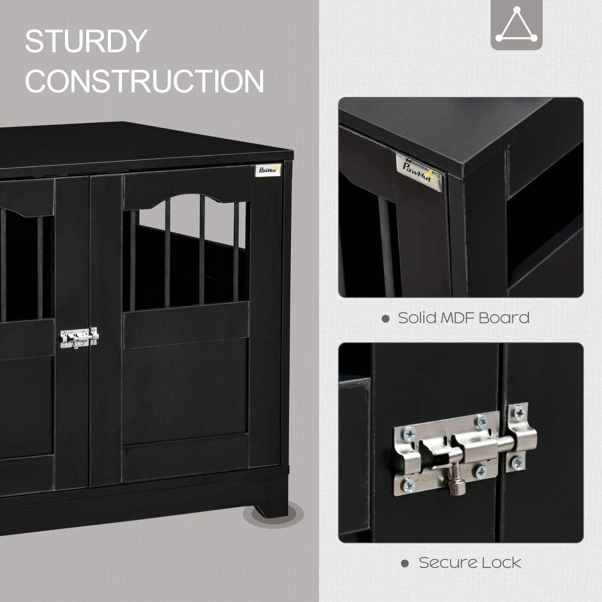 Modern Wooden Dog Cage with Windows, Lockable Doors, Elevated Base, Black Houses, Kennels & Pens   at Gallery Canada