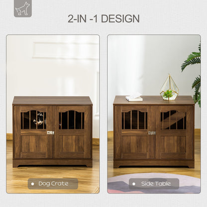 Wooden Dog Cage with Windows, Lockable Doors, End Table Style, Brown Houses, Kennels & Pens   at Gallery Canada