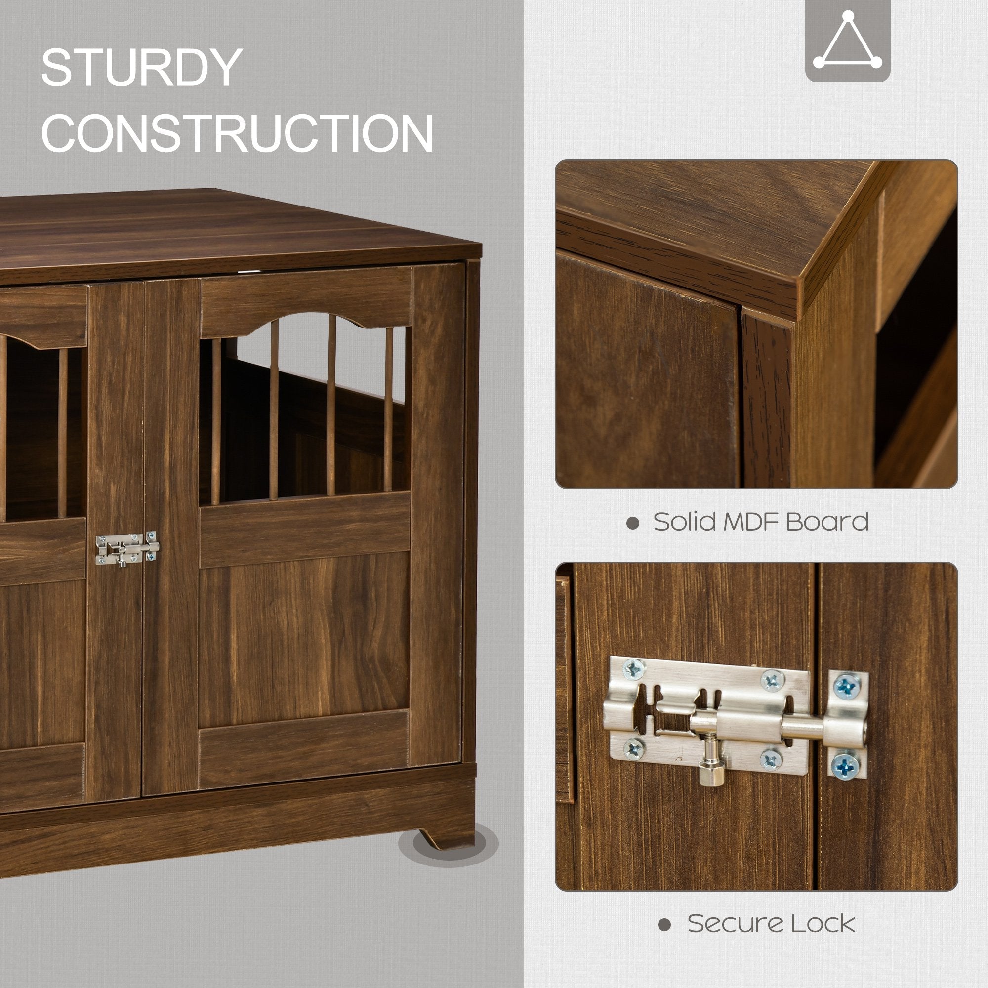 Wooden Dog Cage with Windows, Lockable Doors, End Table Style, Brown Houses, Kennels & Pens   at Gallery Canada