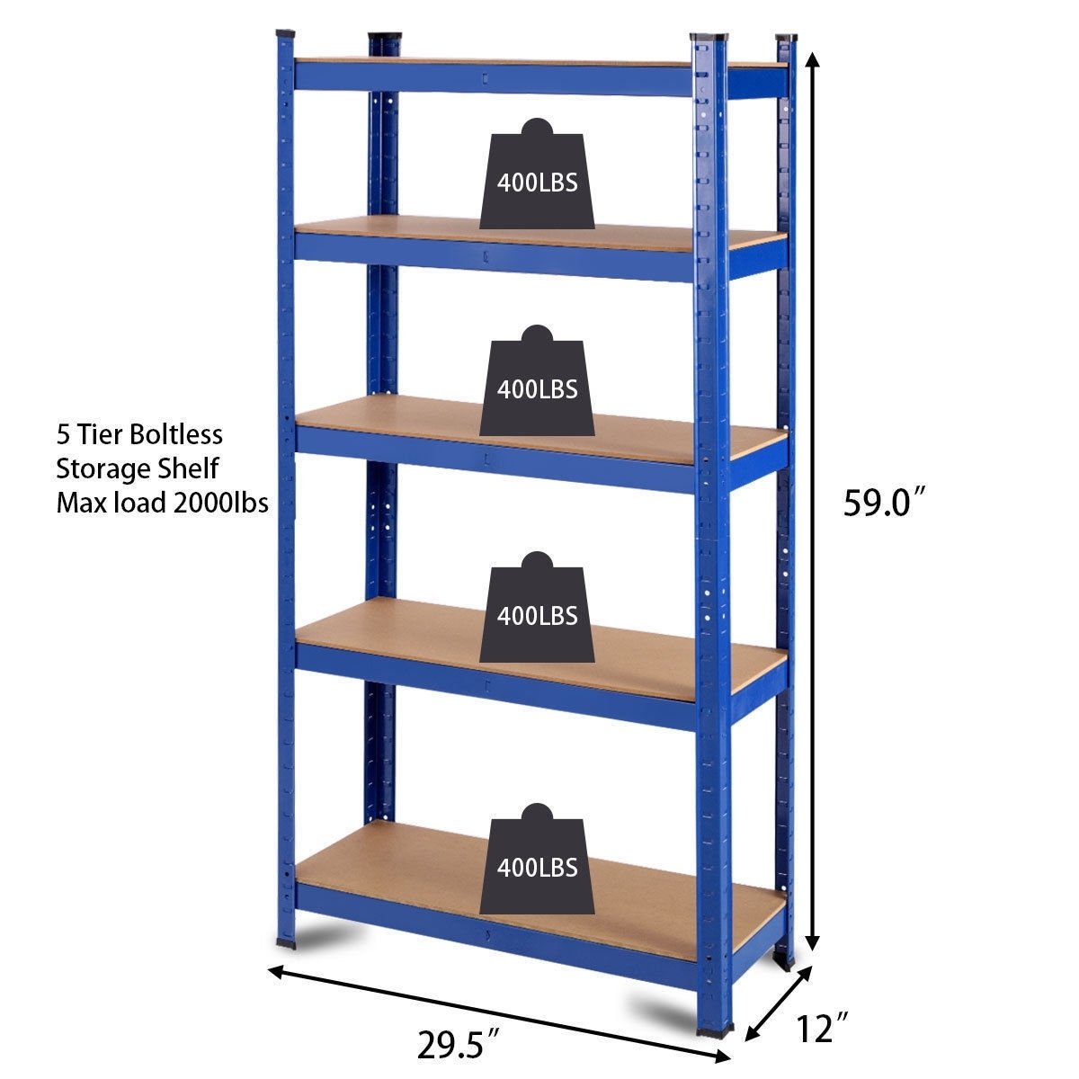 29.5" x  59" Adjustable 5-layer 2000 lbs Capacity Tool Shelf, Blue Garages   at Gallery Canada