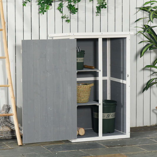 29.9"x21.7"x45.3" Garden Storage Shed with Asphalt Roof, Outdoor Storage Cabinet w/ Shelves, Grey Sheds Grey  at Gallery Canada