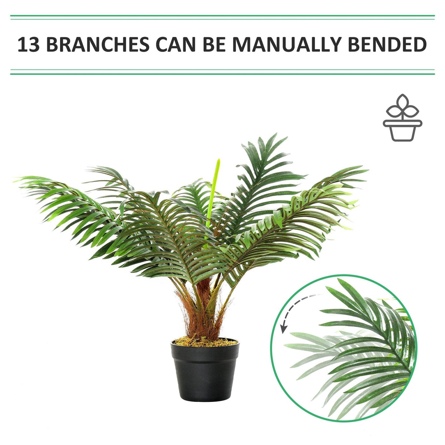 2FT Artificial Palm Tree, Fake Tropical Tree with Lifelike Leaves, Faux Plant in Pot for Indoor and Outdoor Decoration, Green Artificial Trees   at Gallery Canada