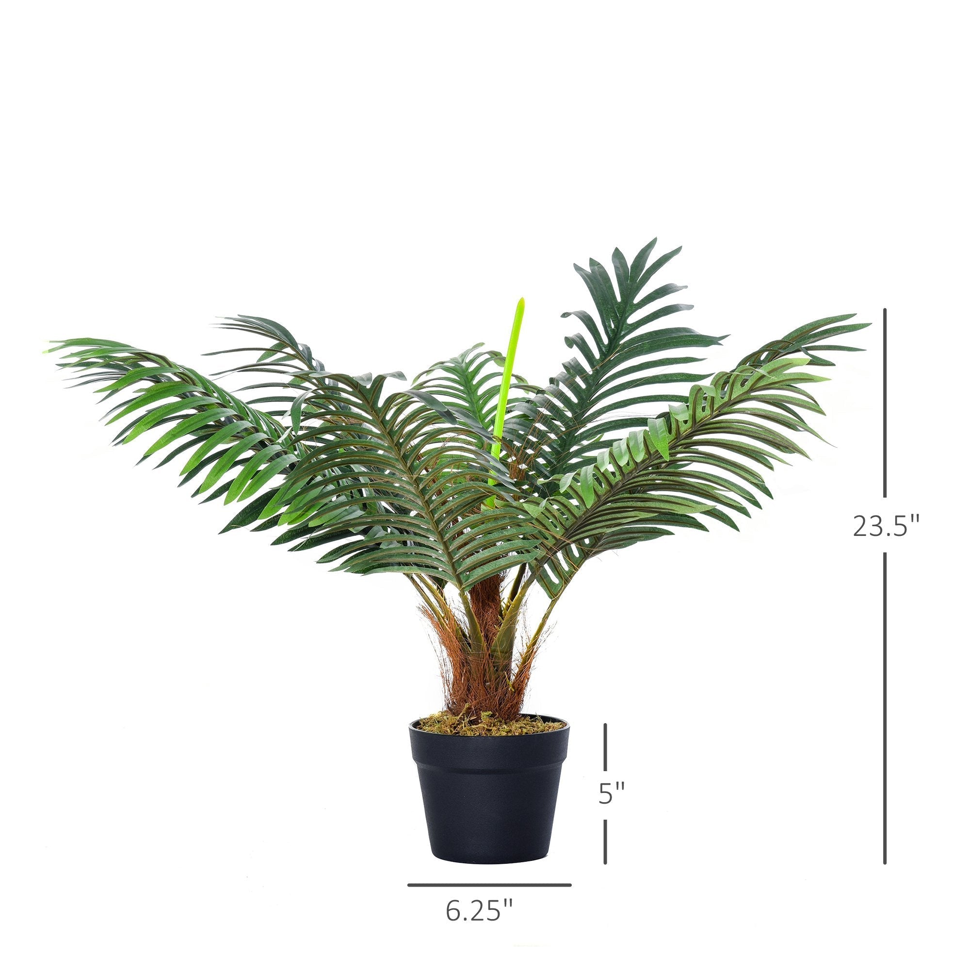 2FT Artificial Palm Tree, Fake Tropical Tree with Lifelike Leaves, Faux Plant in Pot for Indoor and Outdoor Decoration, Green Artificial Trees Green  at Gallery Canada