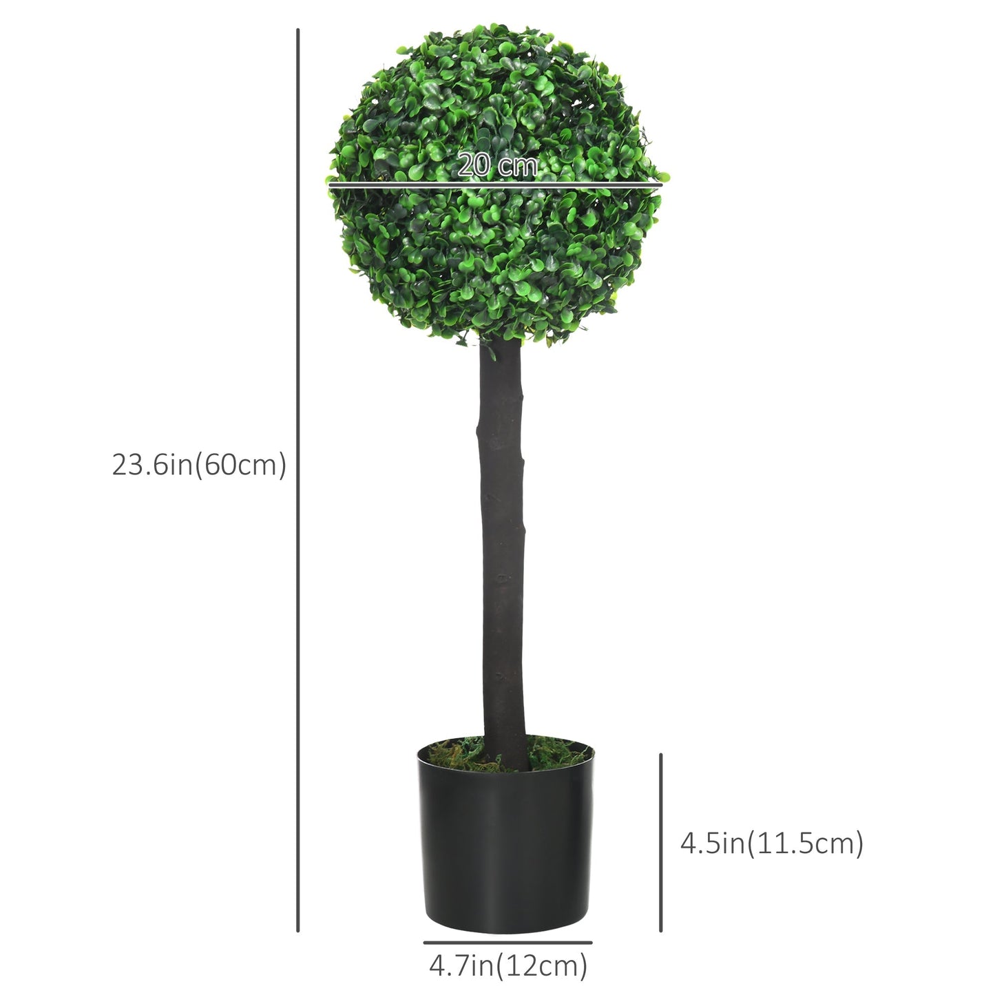 2ft Artificial Plants Boxwood Ball Trees Set of 2 Fake Trees in Pot for Indoor Outdoor Green Artificial Trees   at Gallery Canada