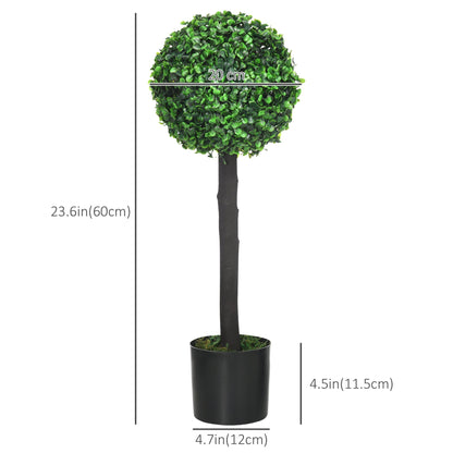 2ft Artificial Plants Boxwood Ball Trees Set of 2 Fake Trees in Pot for Indoor Outdoor Green Artificial Trees   at Gallery Canada