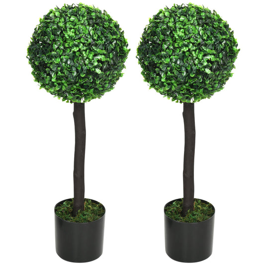 2ft Artificial Plants Boxwood Ball Trees Set of 2 Fake Trees in Pot for Indoor Outdoor Green Artificial Trees Green  at Gallery Canada