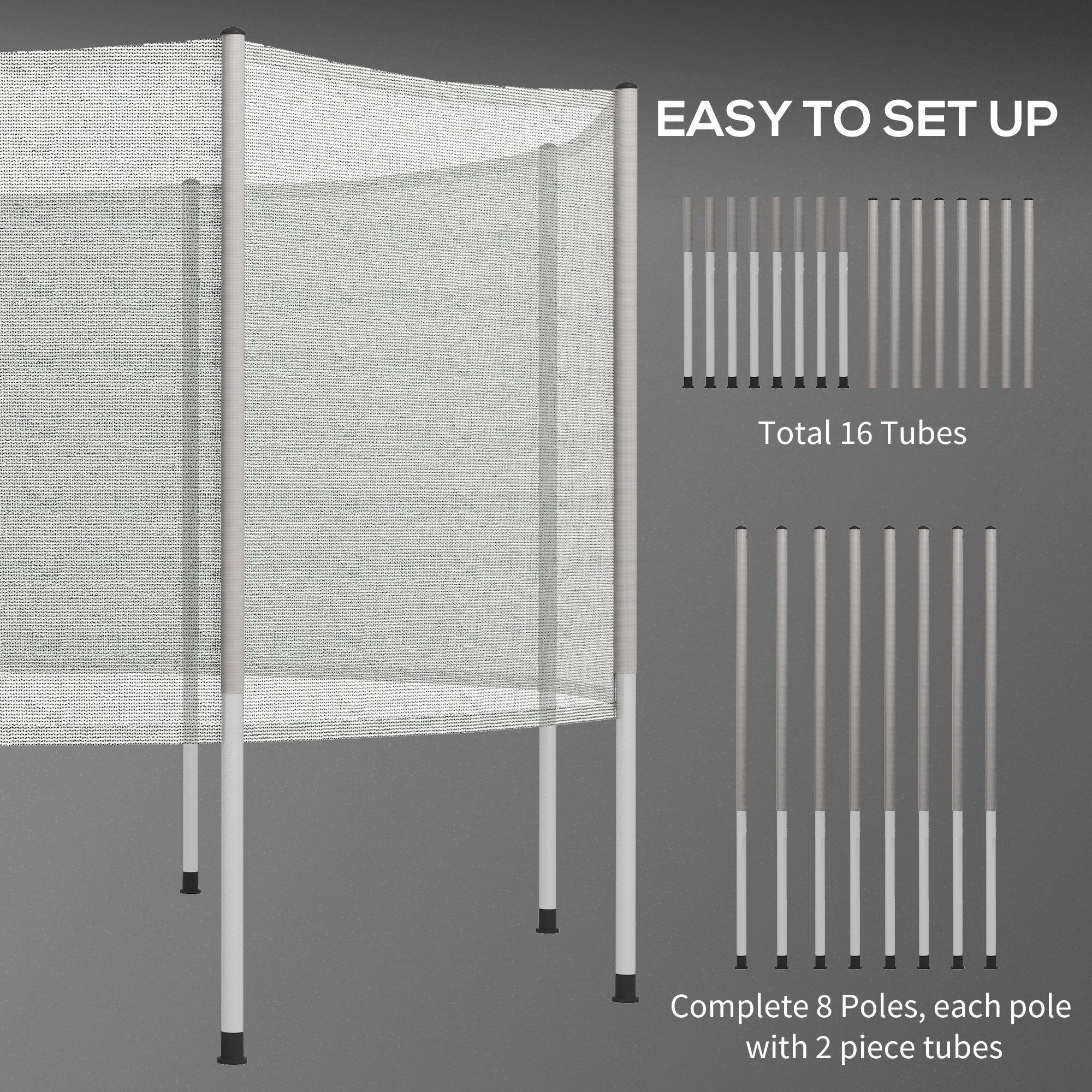 2FT Replacement Trampoline Net Enclosure Safety w/ 8 Poles, Grey Trampolines   at Gallery Canada