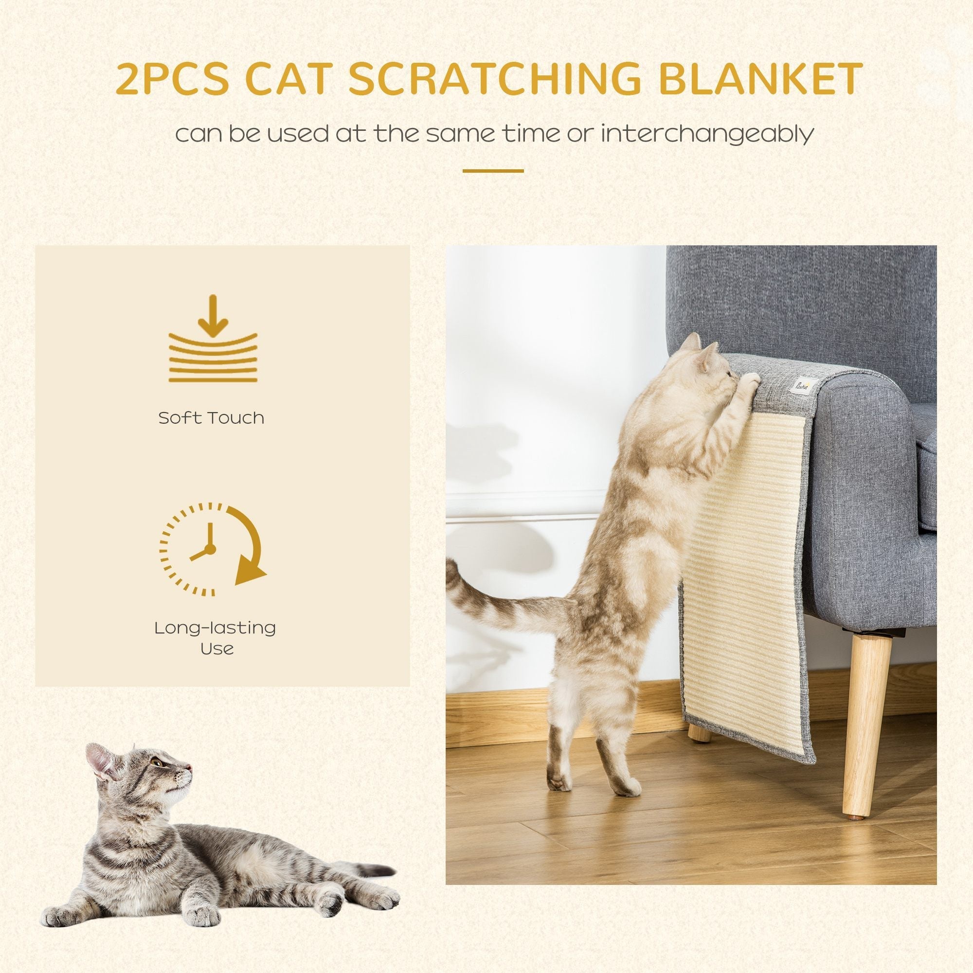 2PCs Cat Scratching Pad Board Mat Blanket Kitten Scratcher 51.25