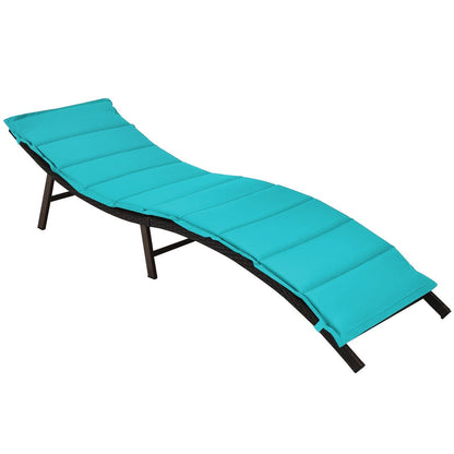 2Pcs Folding Patio Lounger Chair, Turquoise Outdoor Chaise Lounges   at Gallery Canada