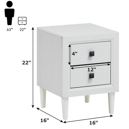 2Pcs Multipurpose Retro Nightstand with 2 Drawers, White Nightstands   at Gallery Canada