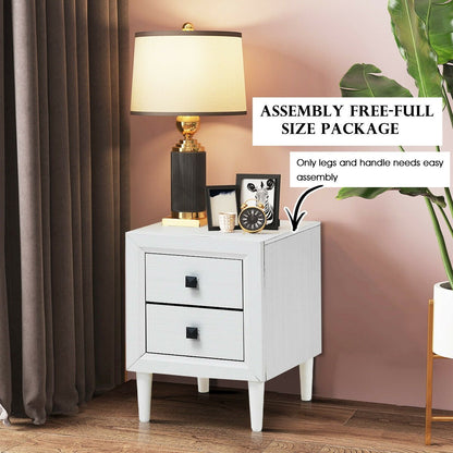 2Pcs Multipurpose Retro Nightstand with 2 Drawers, White Nightstands   at Gallery Canada