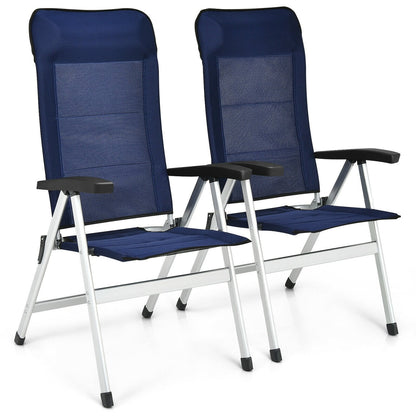 2Pcs Patio Dining Chair with Adjust Portable Headrest, Blue Patio Dining Chairs   at Gallery Canada