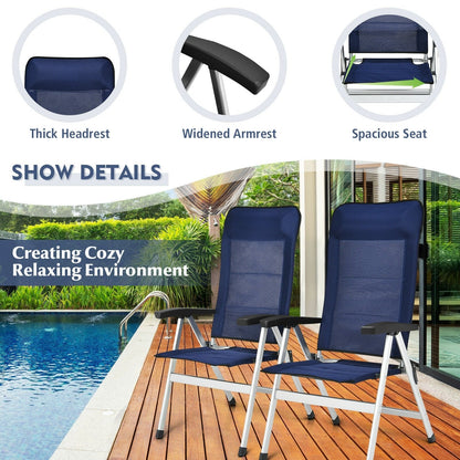 2Pcs Patio Dining Chair with Adjust Portable Headrest, Blue Patio Dining Chairs   at Gallery Canada