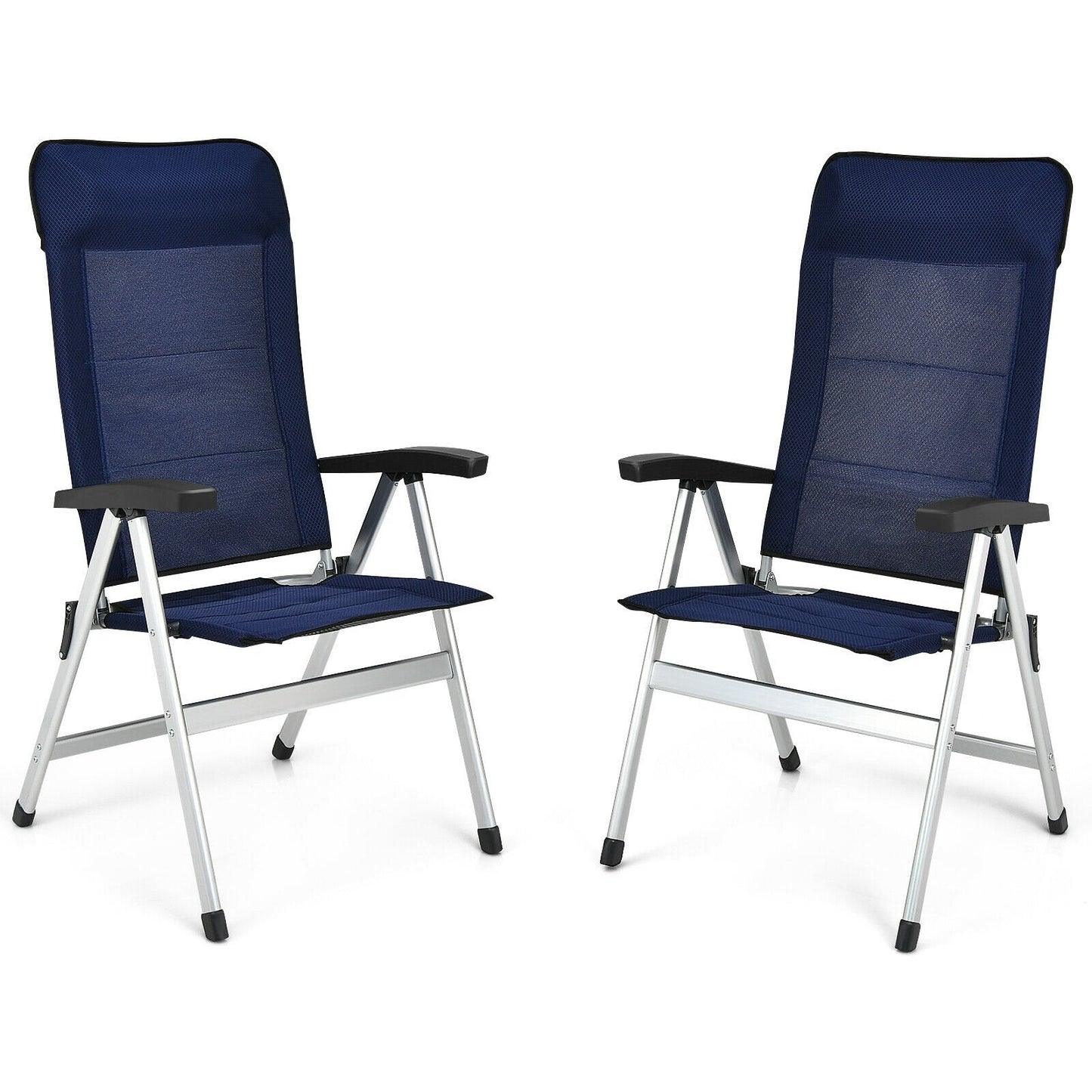 2Pcs Patio Dining Chair with Adjust Portable Headrest, Blue Patio Dining Chairs   at Gallery Canada