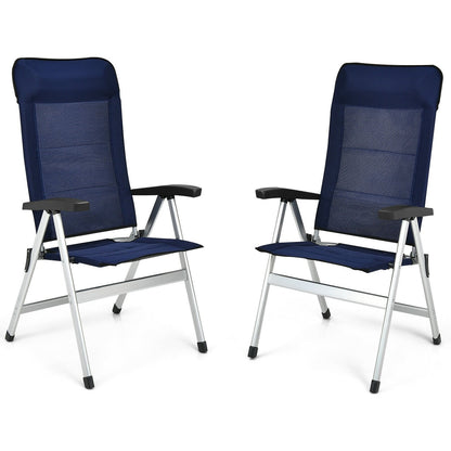 2Pcs Patio Dining Chair with Adjust Portable Headrest, Blue Patio Dining Chairs   at Gallery Canada