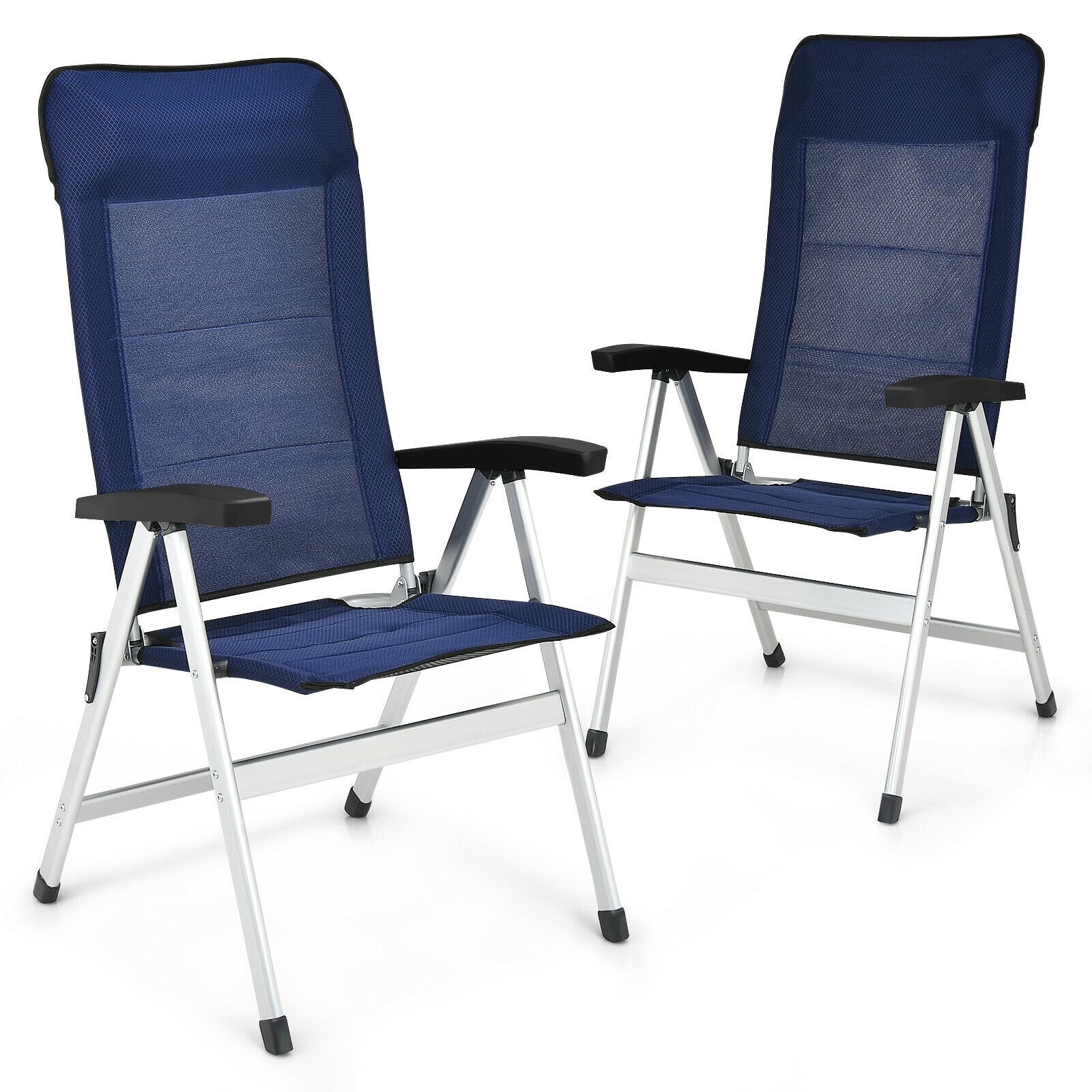 2Pcs Patio Dining Chair with Adjust Portable Headrest, Blue Patio Dining Chairs   at Gallery Canada