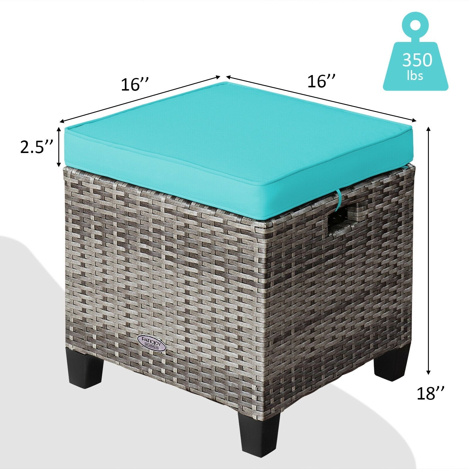 2PCS Patio Rattan Wicker Ottoman Seat with Removable Cushions, Turquoise Outdoor Seating & Patio Chairs   at Gallery Canada