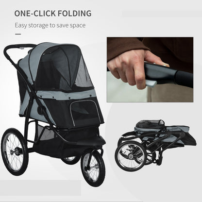 3 Big Wheels Pet Stroller for Small, Medium Dogs, Cat Stroller Travel Folding Carrier with Adjustable Canopy, Black Dog Bike Trailers & Strollers   at Gallery Canada