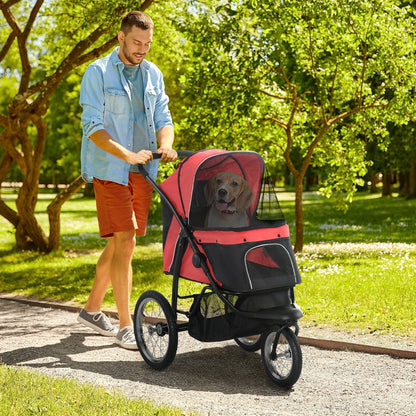 3 Big Wheels Pet Stroller for Small, Medium Dogs, Cat Stroller Travel Folding Carrier with Adjustable Canopy, Red Dog Bike Trailers & Strollers   at Gallery Canada