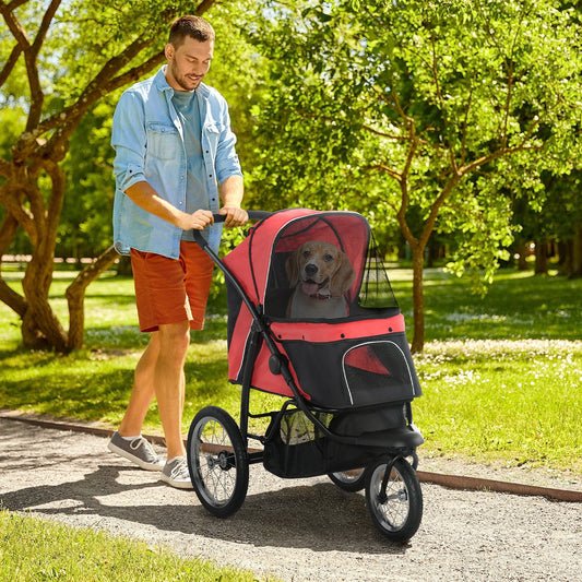 3 Big Wheels Pet Stroller for Small, Medium Dogs, Cat Stroller Travel Folding Carrier with Adjustable Canopy, Red Dog Bike Trailers & Strollers Multi Colour  at Gallery Canada