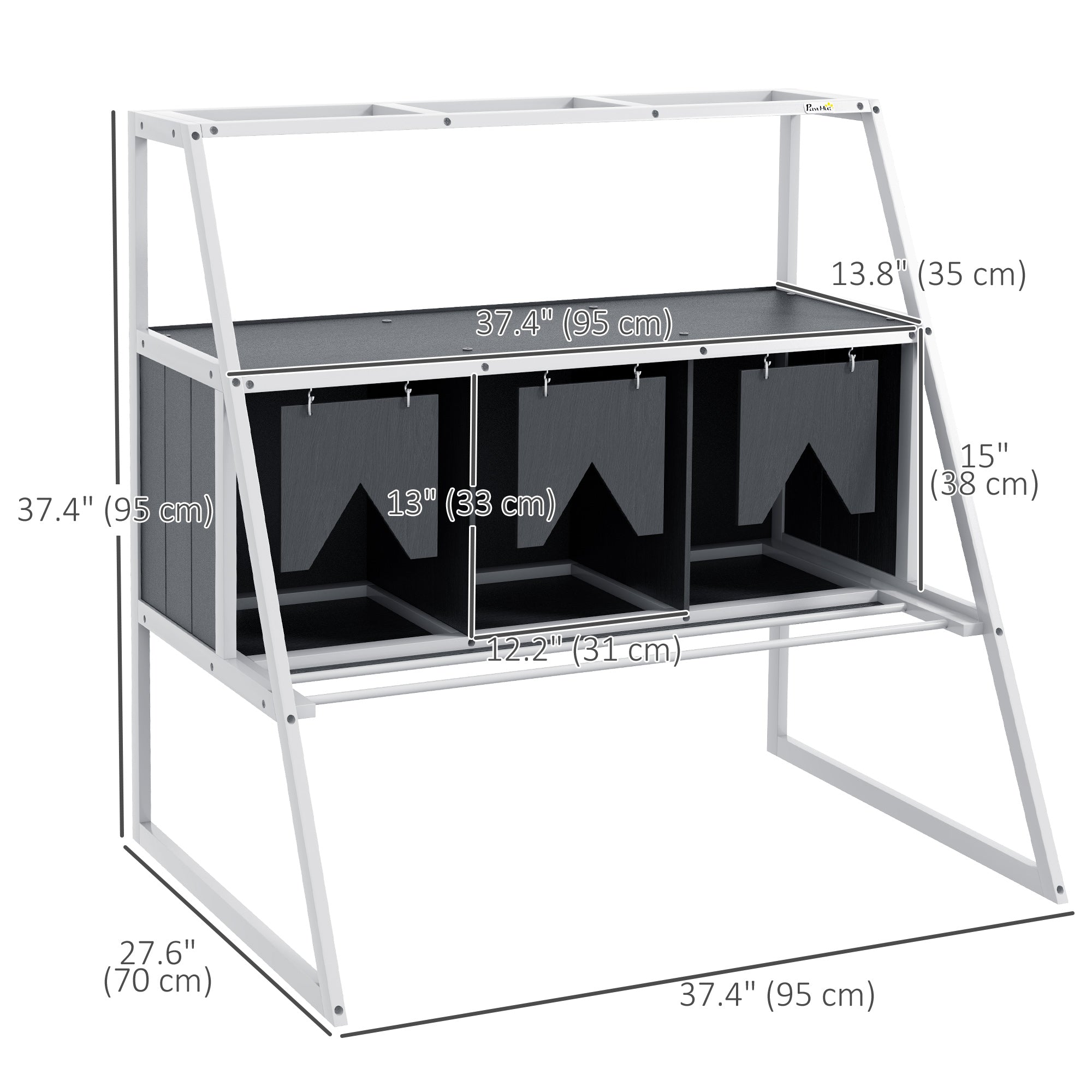 3 Compartments Nesting Boxes for Chickens with Privacy Curtains, Standing Perches, Up to 6-12 Hens Chicken Coops   at Gallery Canada