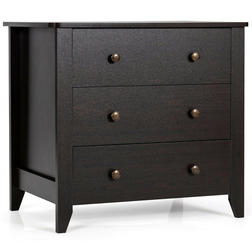 3 Drawer Dresser Chest of Drawers Bedside Table, Dark Brown