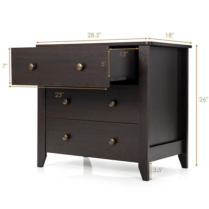 3 Drawer Dresser Chest of Drawers Bedside Table, Dark Brown Cabinets & Chests   at Gallery Canada