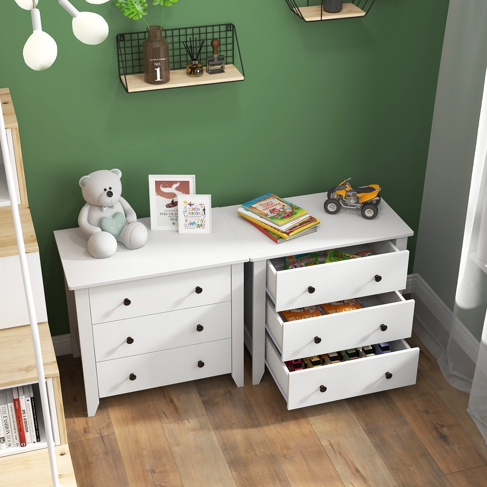 3 Drawer Dresser Chest of Drawers Bedside Table, White Cabinets & Chests   at Gallery Canada