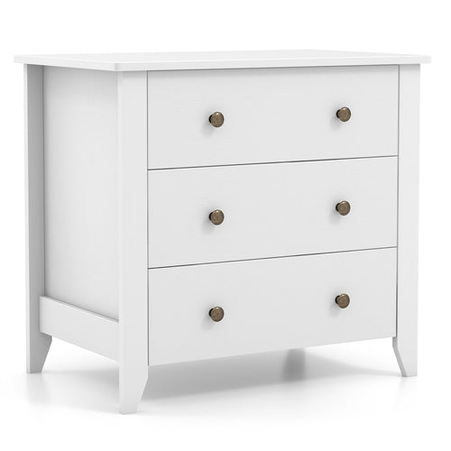 3 Drawer Dresser Chest of Drawers Bedside Table, White