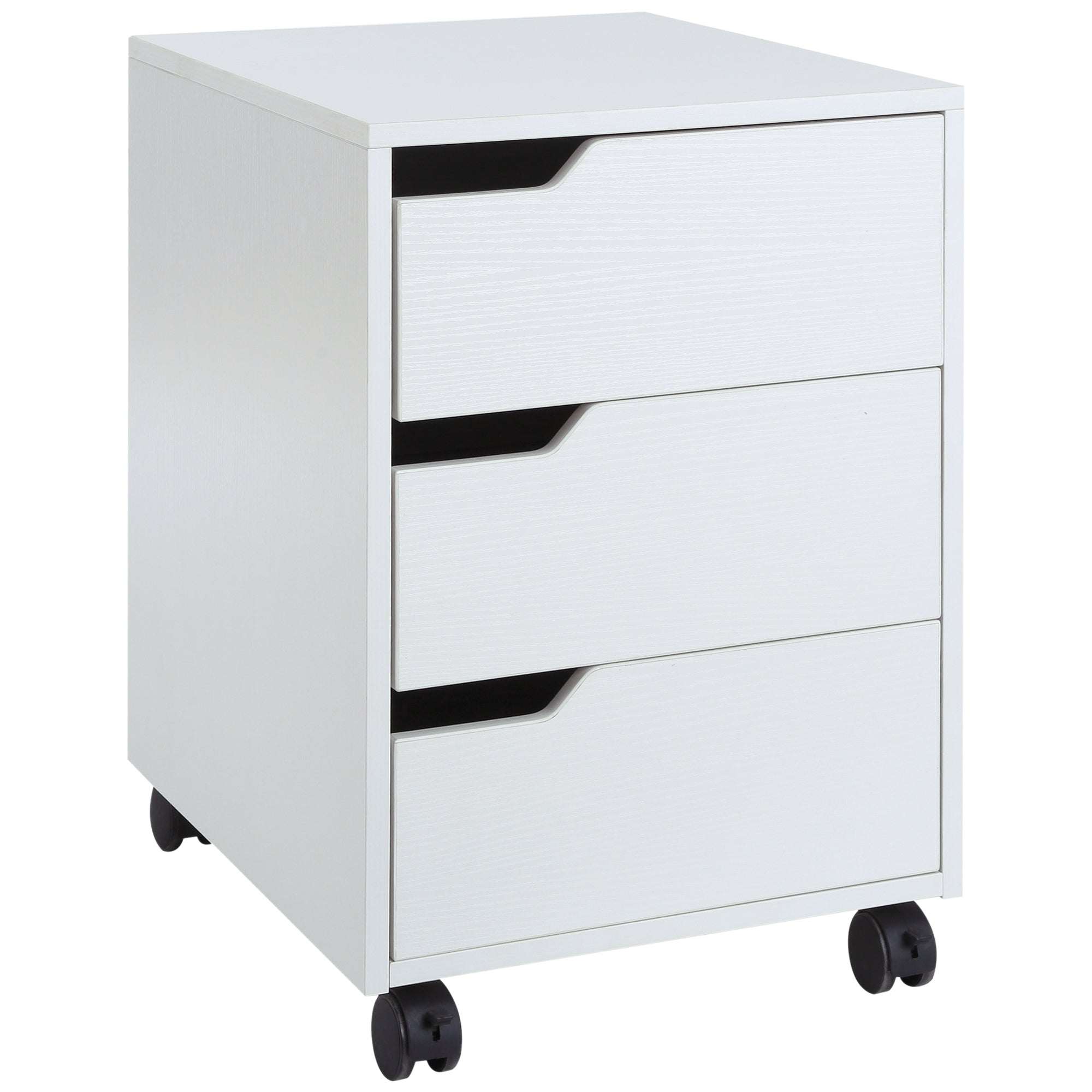 3 Drawer File Cabinet, Mobile Vertical Filing Cabinet with Wheels, Office Storage Organizer, White Office Cabinets & Cupboards White  at Gallery Canada