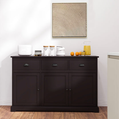 3 Drawers Sideboard Buffet Storage with Adjustable Shelves, Brown Sideboards Cabinets & Buffets   at Gallery Canada