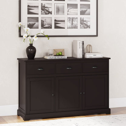 3 Drawers Sideboard Buffet Storage with Adjustable Shelves, Brown Sideboards Cabinets & Buffets   at Gallery Canada