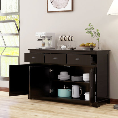 3 Drawers Sideboard Buffet Storage with Adjustable Shelves, Brown Sideboards Cabinets & Buffets   at Gallery Canada