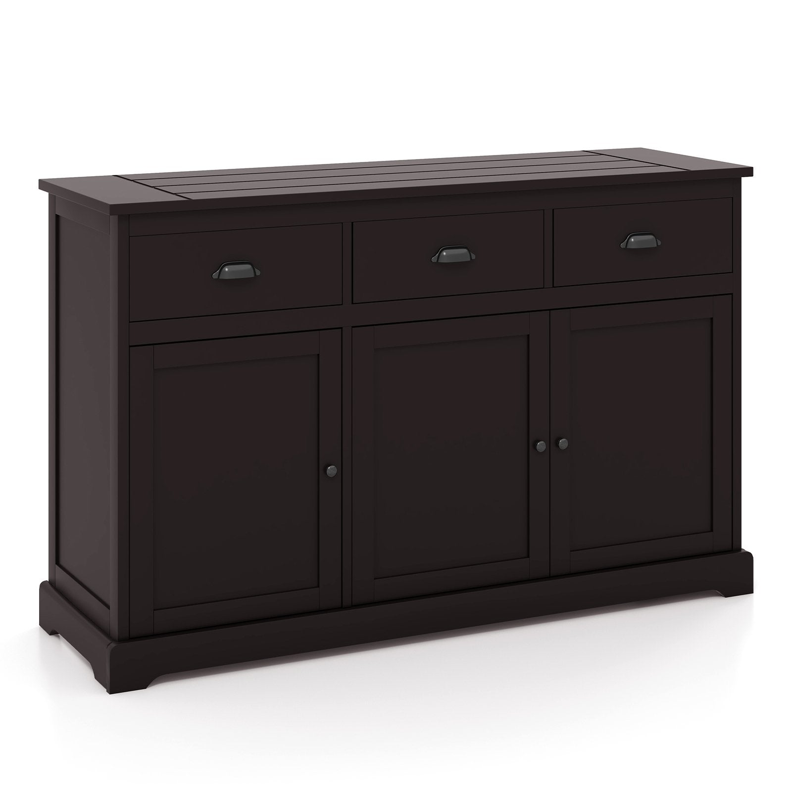 3 Drawers Sideboard Buffet Storage with Adjustable Shelves, Brown Sideboards Cabinets & Buffets   at Gallery Canada