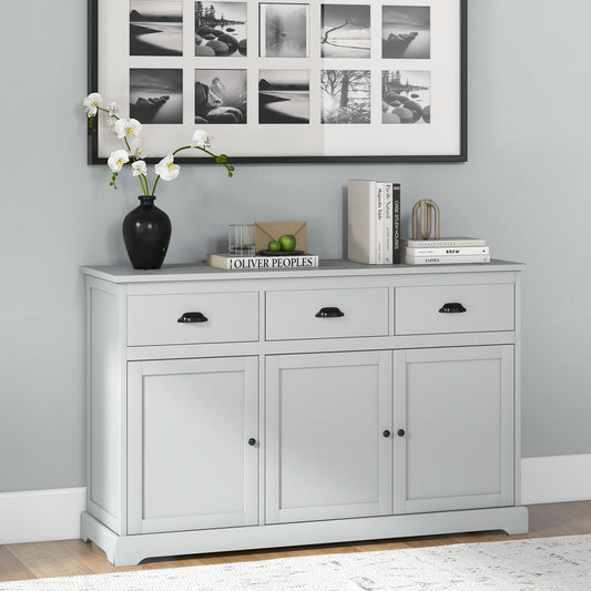 3 Drawers Sideboard Buffet Storage with Adjustable Shelves, Gray Sideboards Cabinets & Buffets   at Gallery Canada
