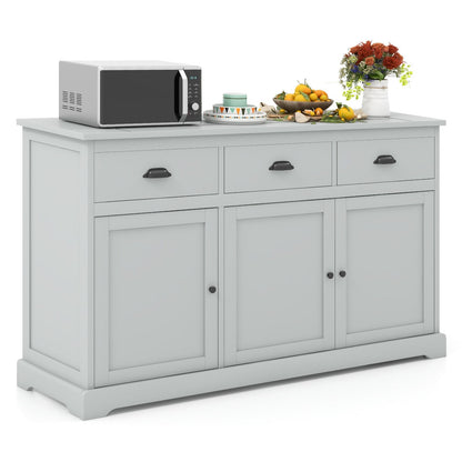 3 Drawers Sideboard Buffet Storage with Adjustable Shelves, Gray Sideboards Cabinets & Buffets   at Gallery Canada